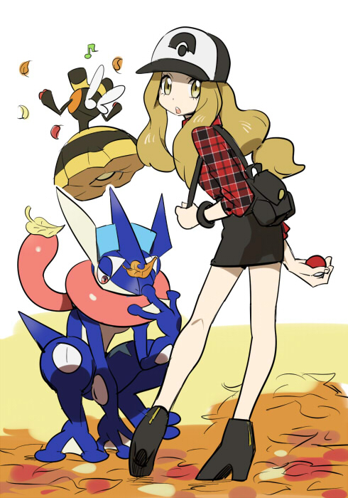 serena, greninja, and vespiquen (pokemon and 1 more) drawn by nibo_(att_130)