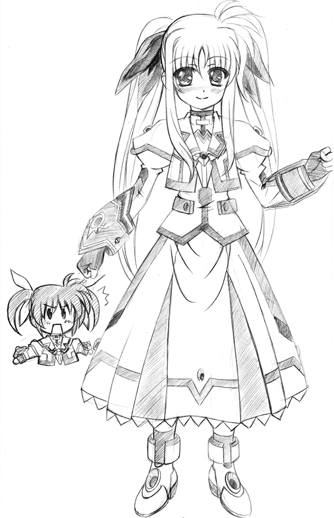 fate testarossa and takamachi nanoha (lyrical nanoha and 3 more) drawn by nigemakuri