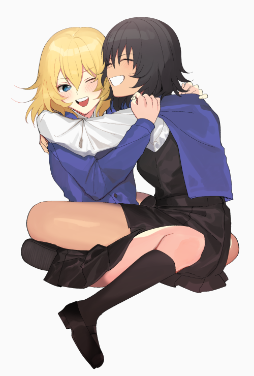 andou and oshida (girls und panzer) drawn by tan_(inka)