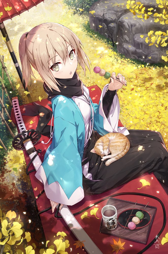 okita souji (fate and 2 more) drawn by gabiran