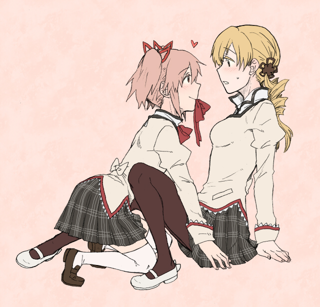 kaname madoka and tomoe mami (mahou shoujo madoka magica) drawn by torinone