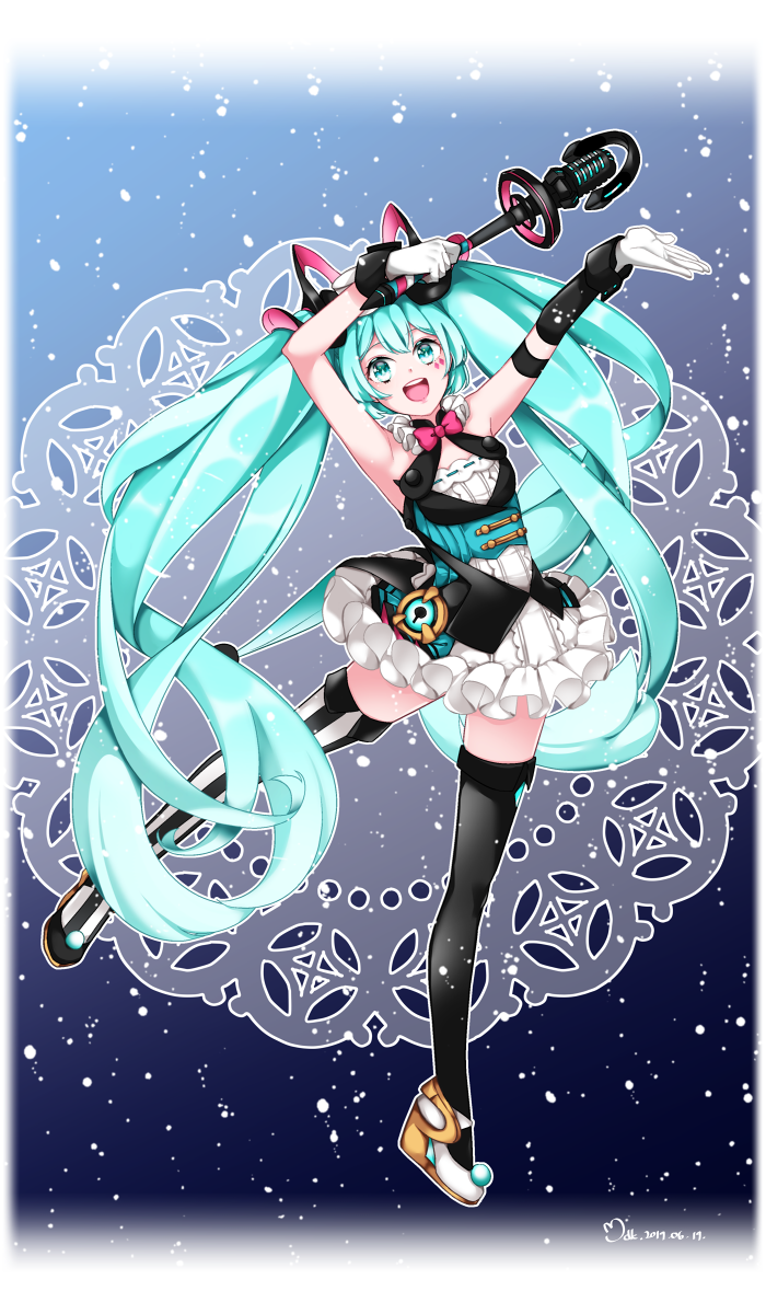 hatsune miku and magical mirai miku (vocaloid and 1 more) drawn by mdk_pbls