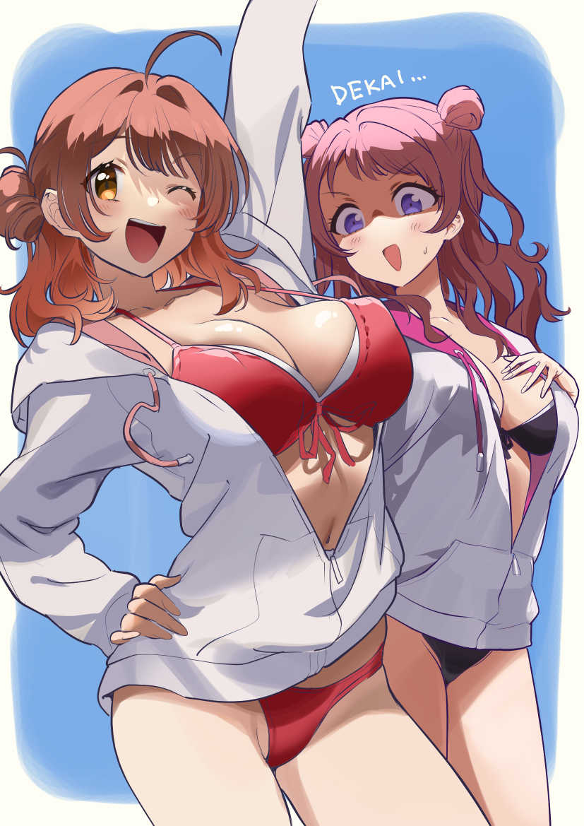 hanami ume and hanami saki (idolmaster and 1 more) drawn by andou_shuki