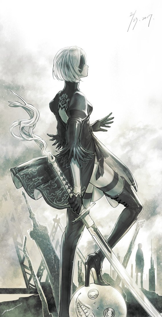 2b (nier and 1 more) drawn by amao_miyuki