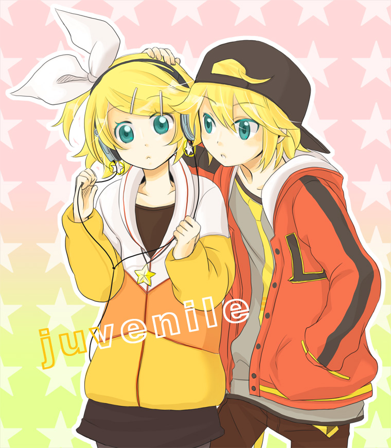 kagamine rin and kagamine len (vocaloid and 1 more) drawn by rencon