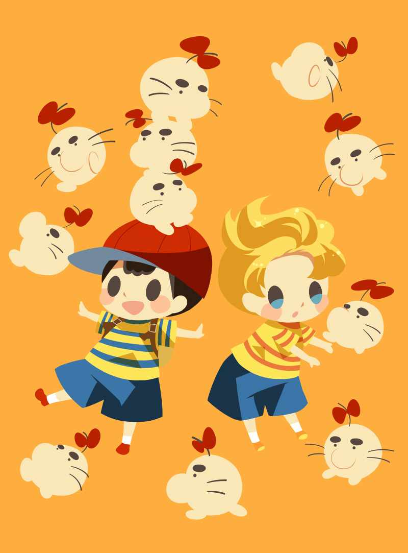 ness, lucas, and doseisan (mother and 2 more) drawn by hitofutarai