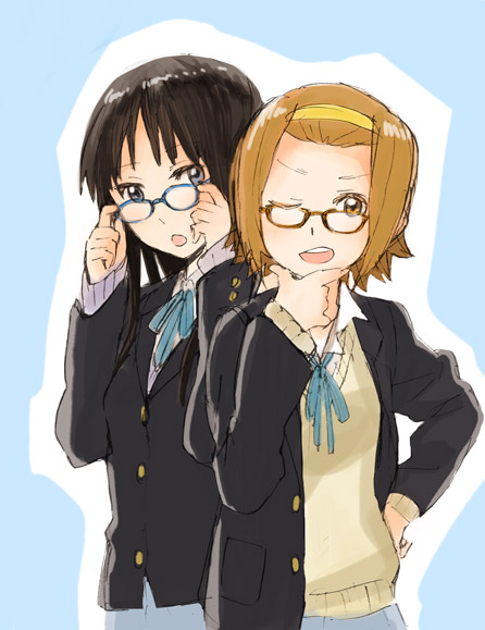 akiyama mio and tainaka ritsu (k-on!) drawn by fukutarou_(enji127)