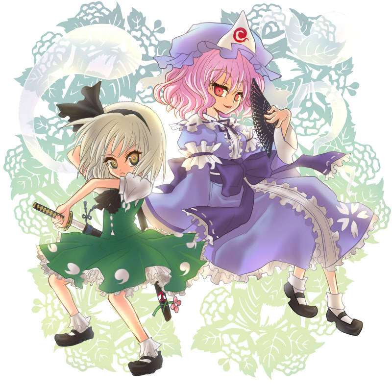 konpaku youmu and saigyouji yuyuko (touhou) drawn by girotin_ginza