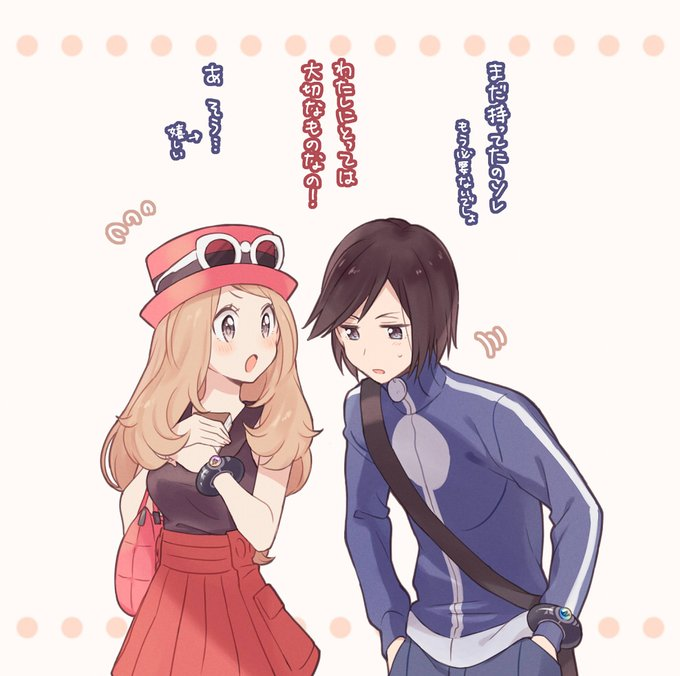 serena and calem (pokemon and 1 more) drawn by yairo_(sik_s4)