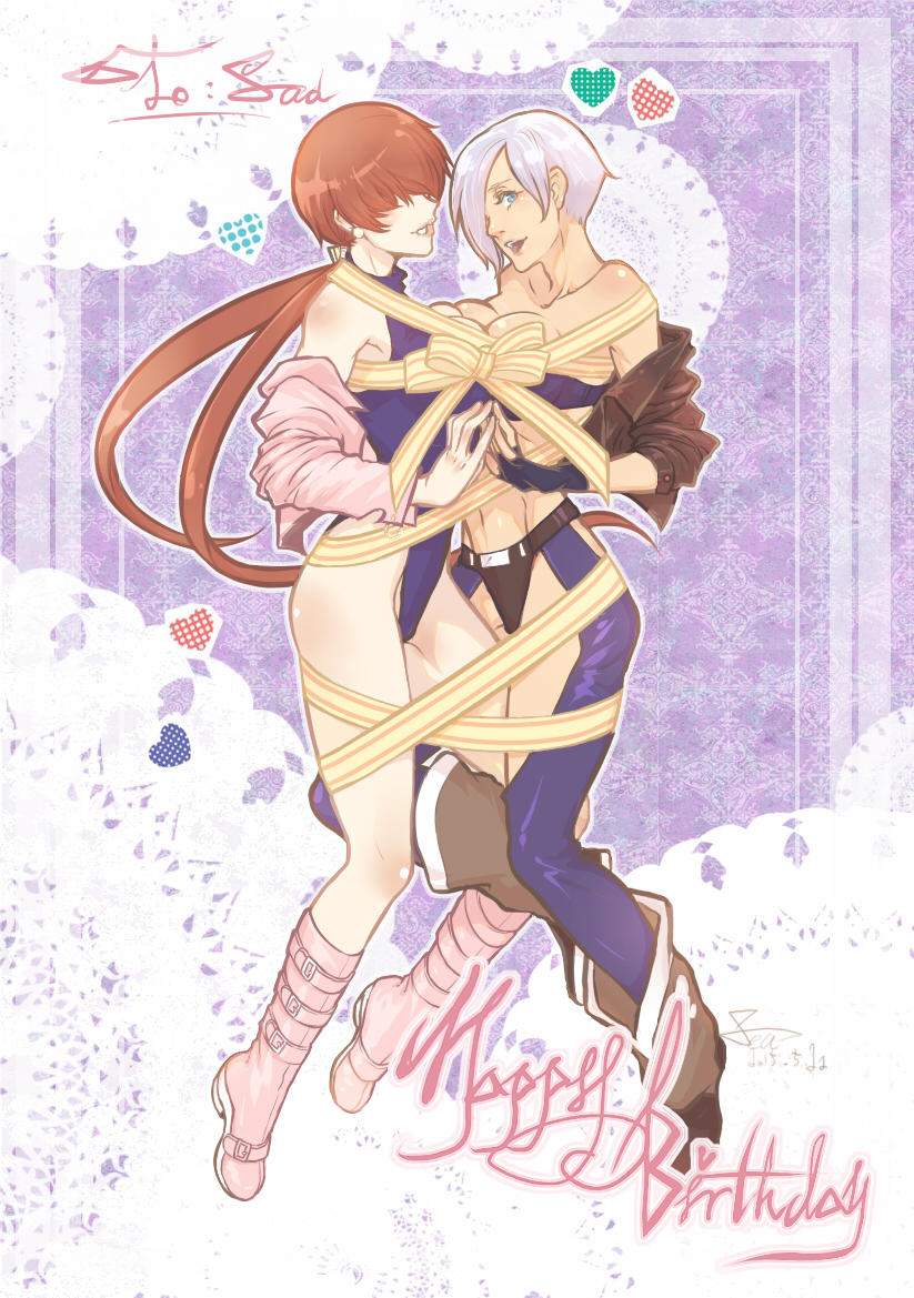 angel and shermie (the king of fighters) drawn by spade-m
