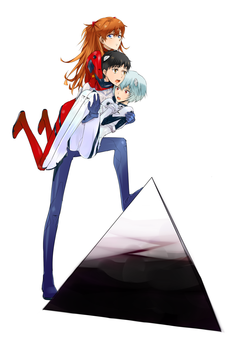 souryuu asuka langley, ayanami rei, and ikari shinji (neon genesis evangelion and 2 more) drawn by jaquo