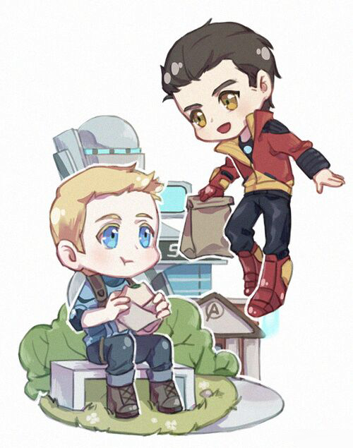 steve rogers and tony stark (marvel and 2 more) drawn by yizilu699