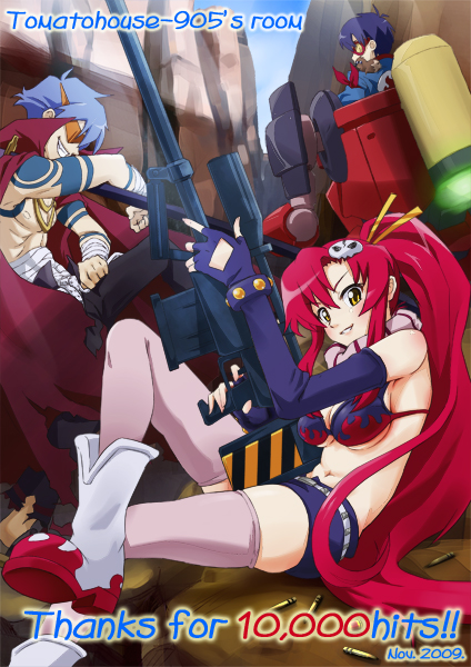 yoko littner, simon, and kamina (tengen toppa gurren lagann) drawn by urabi_(tomatohouse)