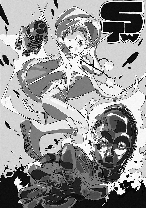 r2-d2, padme amidala, and c-3po (star wars and 1 more) drawn by sushio