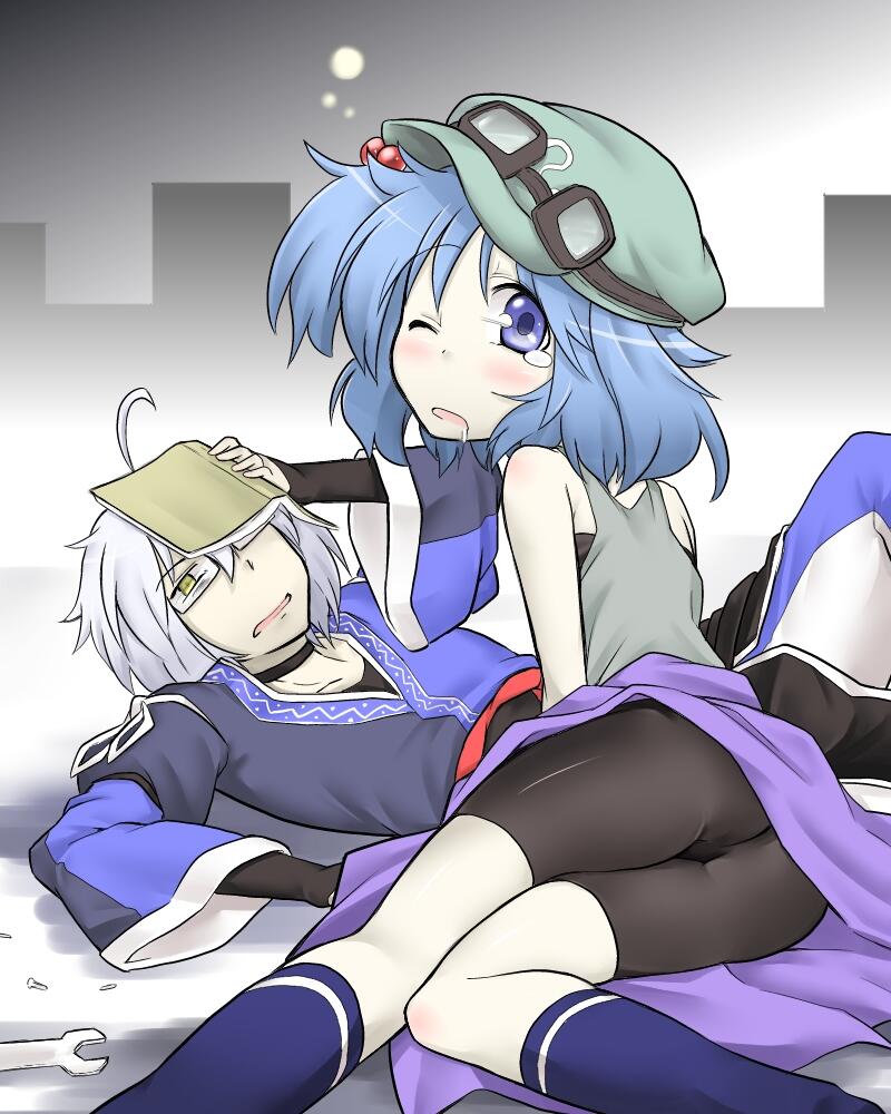 kawashiro nitori and morichika rinnosuke (touhou) drawn by futa_(nabezoko)