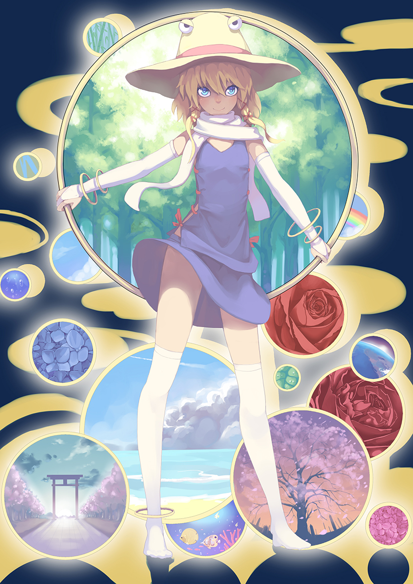 moriya suwako and pyonta (touhou) drawn by madyy