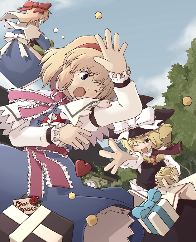 kirisame marisa, alice margatroid, and shanghai doll (touhou) drawn by sakura_(medilore)