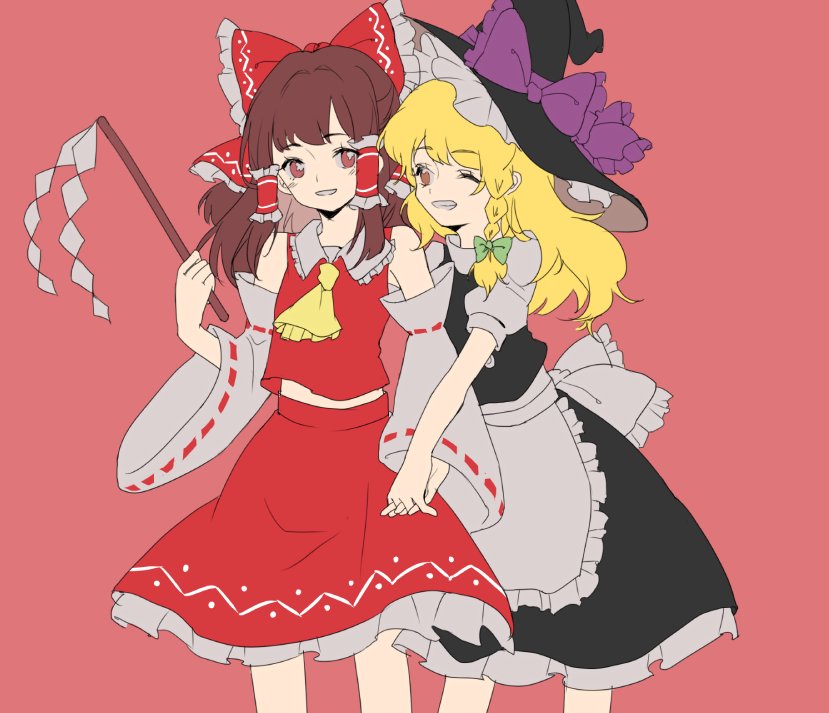 hakurei reimu and kirisame marisa (touhou) drawn by slimesushi