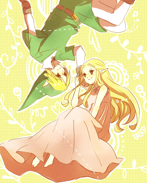 link and princess zelda (the legend of zelda and 1 more) drawn by mamekakao_(higanbana)