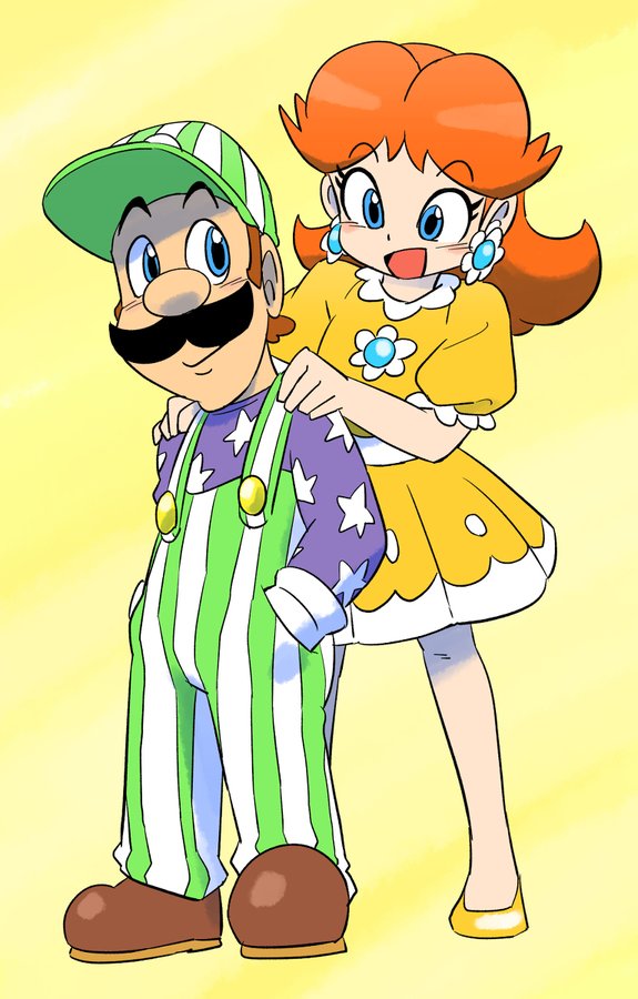 luigi and princess daisy (mario and 2 more) drawn by junnosu