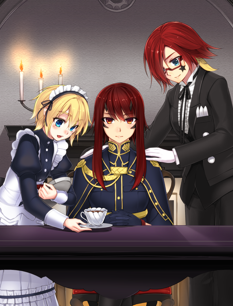 selvaria bles, protagonist, and iris (original and 3 more) drawn by ryou@ryou