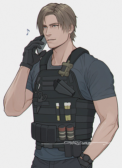 leon s. kennedy (resident evil and 1 more) drawn by sardine_(kjr0313)