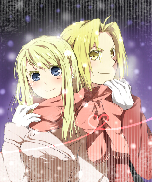 edward elric and winry rockbell (fullmetal alchemist) drawn by mitsu_yomogi