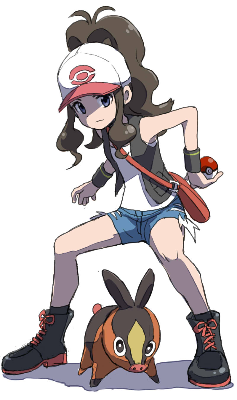 hilda and tepig (pokemon and 1 more) drawn by yamamoto_souichirou