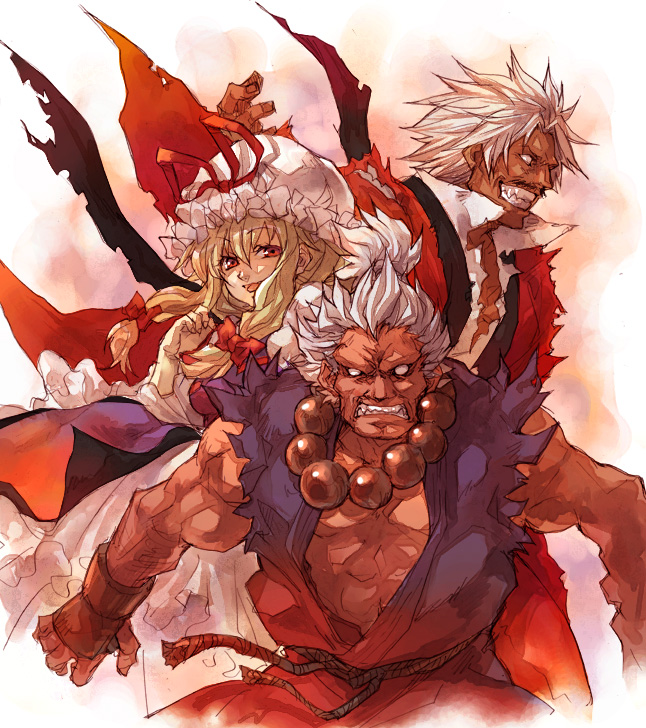 yakumo yukari, akuma, rugal bernstein, and shin akuma (touhou and 6 more) drawn by shika_(pixiv)