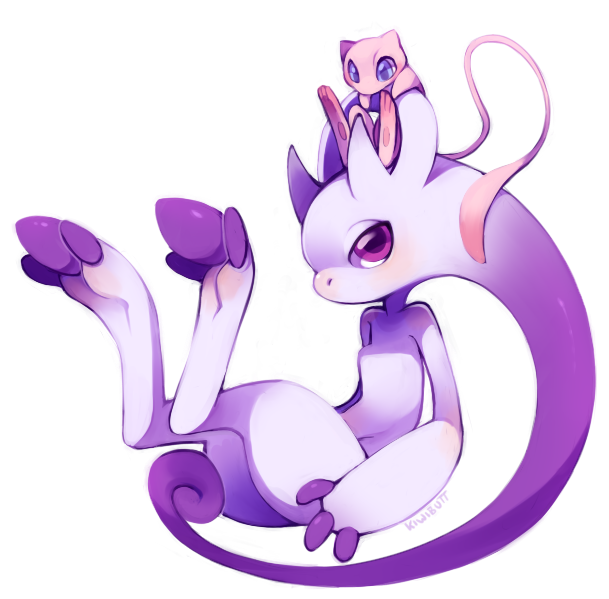 mew, mewtwo, and mega mewtwo y (pokemon) drawn by kiwibutt