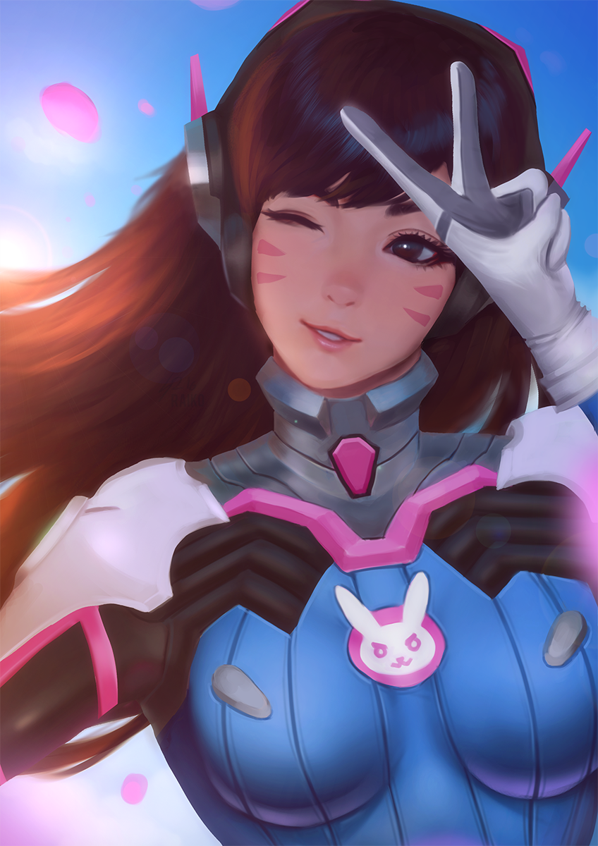 d.va (overwatch and 1 more) drawn by raikoart