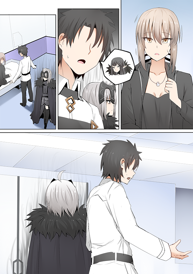 artoria pendragon, fujimaru ritsuka, saber alter, jeanne d'arc alter, and semiramis (fate and 1 more) drawn by ginhaha