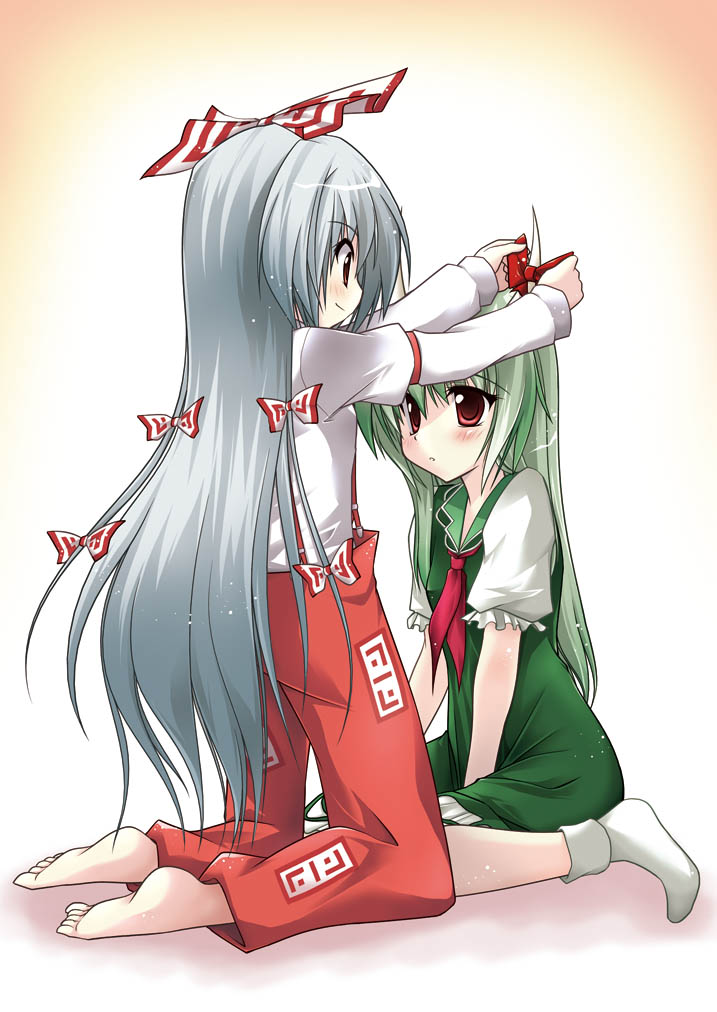 fujiwara no mokou, kamishirasawa keine, and ex-keine (touhou) drawn by sanada_ikki