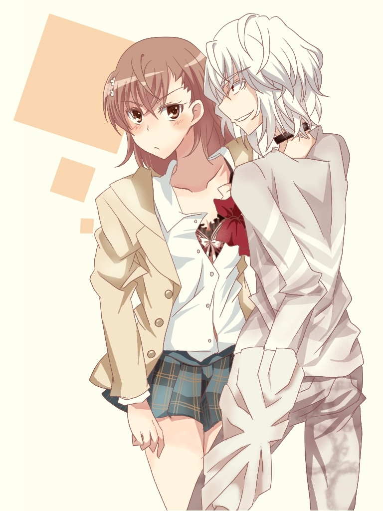 misaka mikoto and accelerator (toaru majutsu no index) drawn by utsumi_(ka56e)