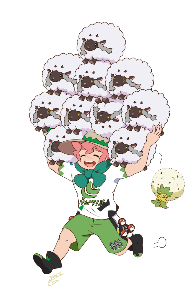 wooloo, milo, and eldegoss (pokemon and 1 more) drawn by lareindraws