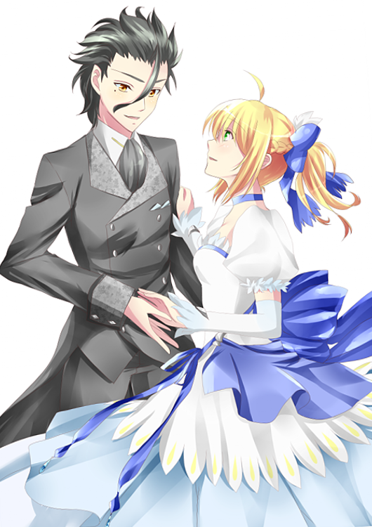 artoria pendragon, saber, and diarmuid ua duibhne (fate and 1 more) drawn by kurose_nao
