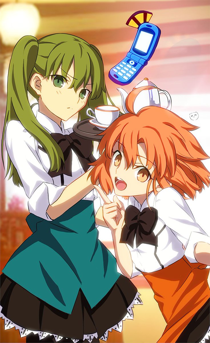 katsuragi chikagi, hibino hibiki, and keitai-san (mahou tsukai no hako) drawn by aora