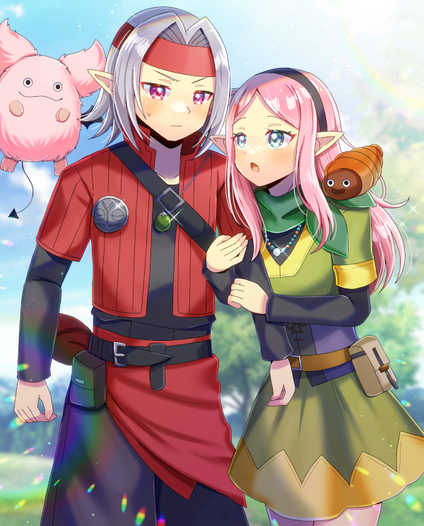 pisaro, rosalie, and pink sanguini (dragon quest and 1 more) drawn by kou_hiyoyo