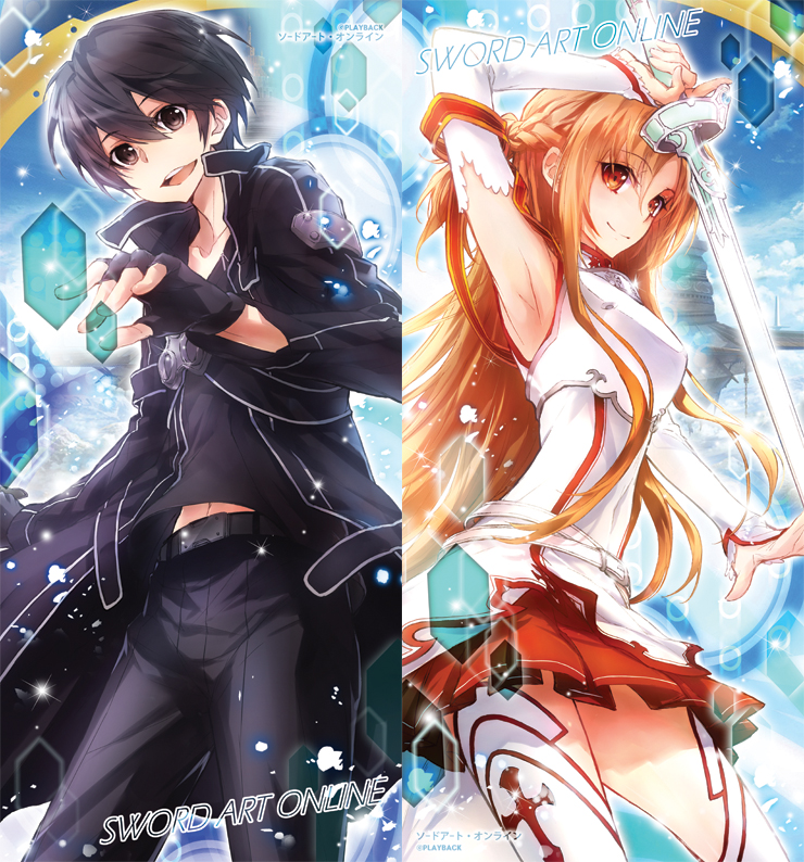 asuna and kirito (sword art online) drawn by playback
