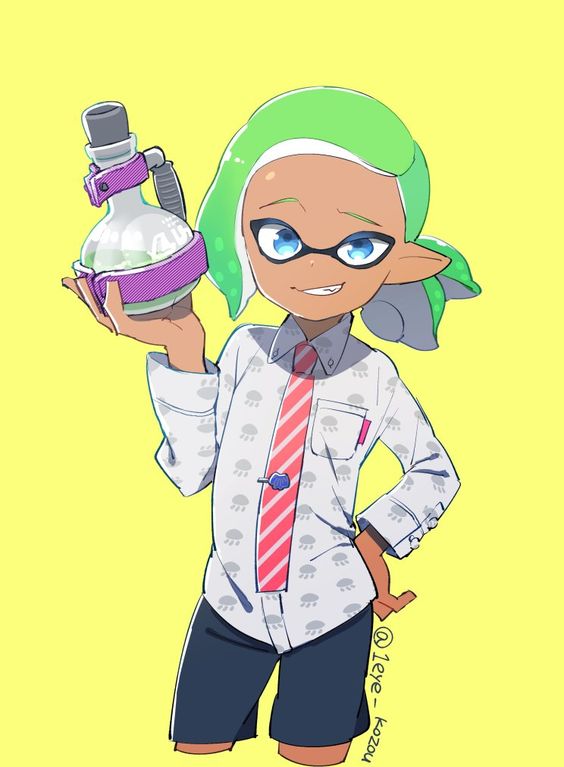 inkling player character and inkling boy (splatoon and 1 more) drawn by 1eye_kozou