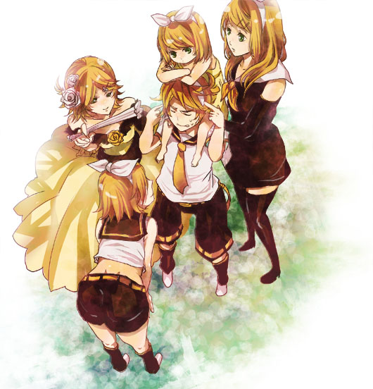 kagamine rin, kagamine len, and riliane lucifen d'autriche (vocaloid and 3 more) drawn by sakuragi_kei
