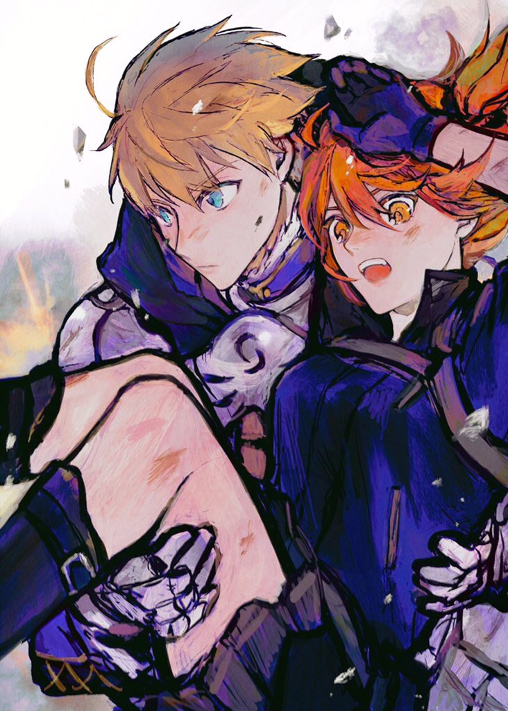 fujimaru ritsuka and arthur pendragon (fate and 1 more) drawn by sangzhujun