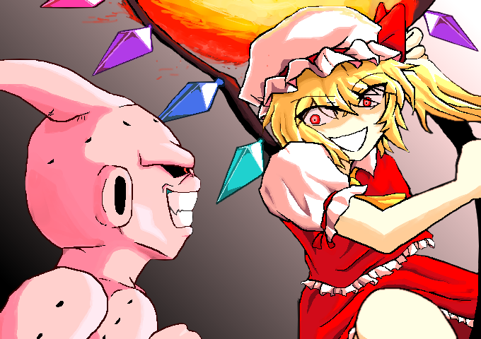 flandre scarlet, majin buu, and kid buu (touhou and 2 more) drawn by kaiteki_(gk428425)