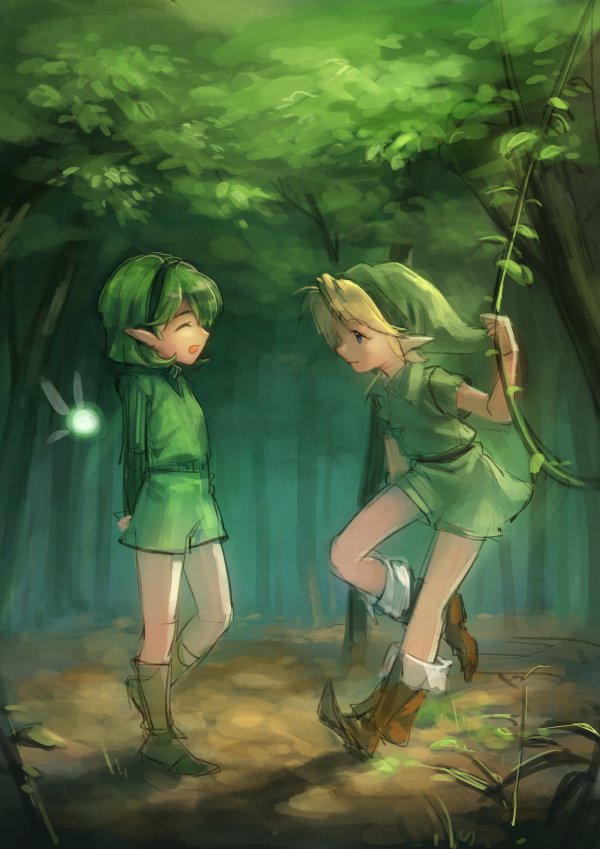 link, young link, and saria (the legend of zelda and 1 more) drawn by tonykun