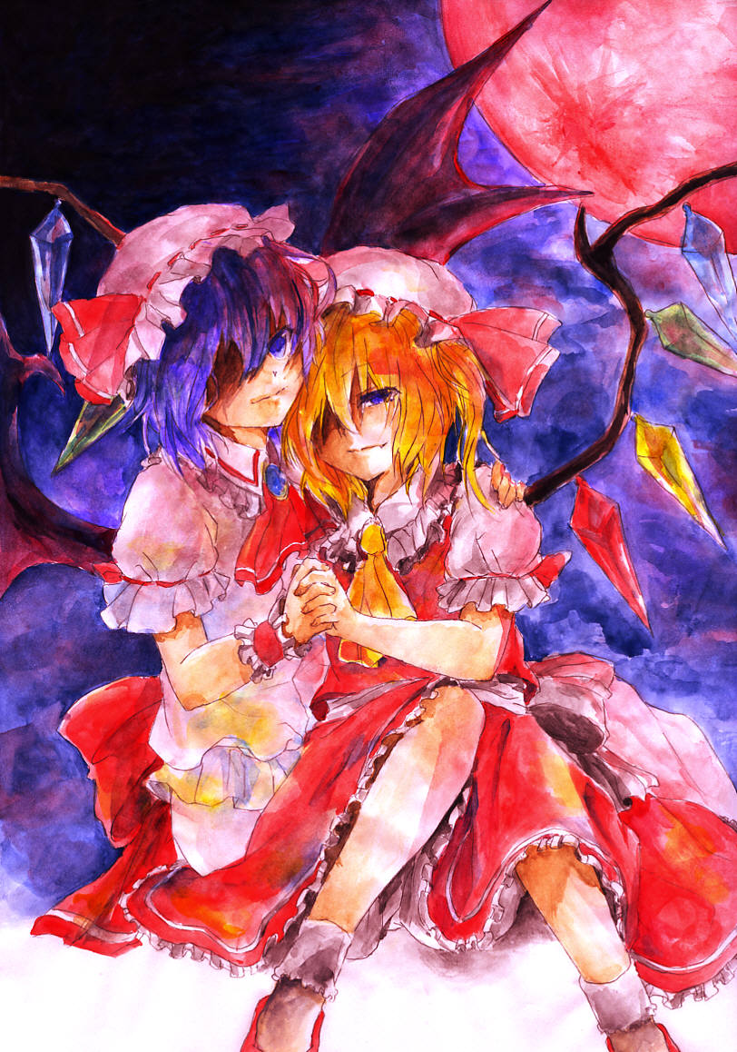 remilia scarlet and flandre scarlet (touhou) drawn by randoruto-kan
