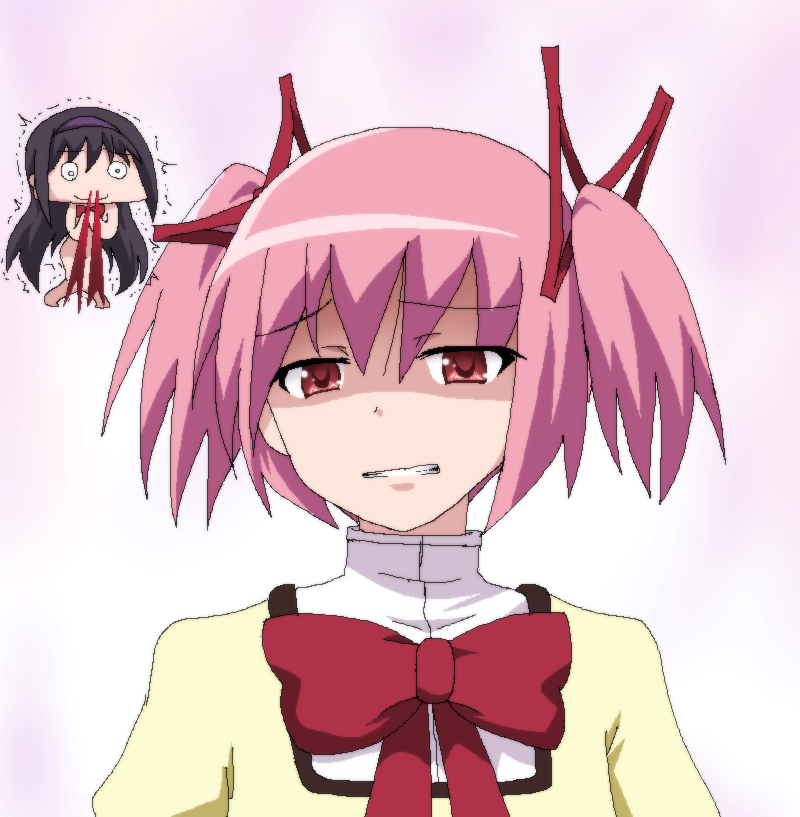 akemi homura and kaname madoka (mahou shoujo madoka magica) drawn by hayashiya_zankurou