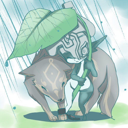link, midna, and wolf link (the legend of zelda and 1 more) drawn by inumimi_moeta