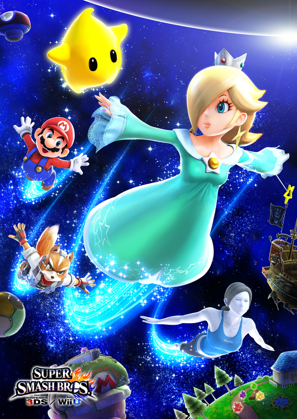 mario, rosalina, luma, wii fit trainer, and fox mccloud (mario and 5 more)