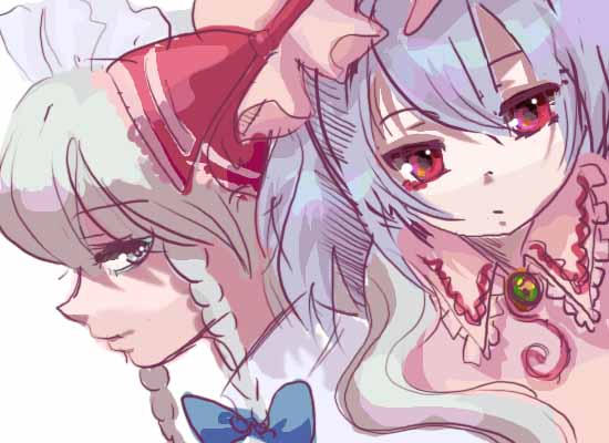 remilia scarlet and izayoi sakuya (touhou) drawn by katari