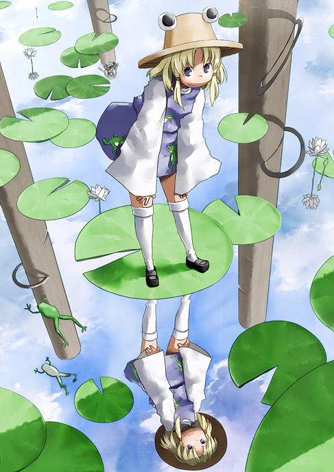 moriya suwako, yasaka kanako, and pyonta (touhou) drawn by yanomasashi
